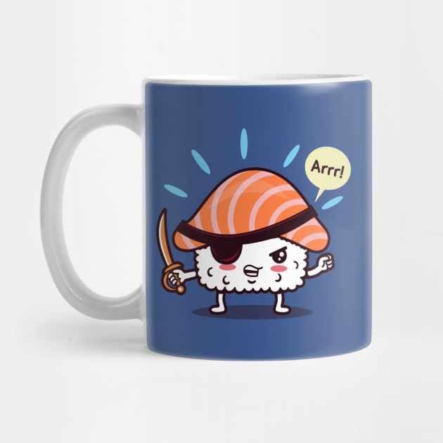 Funny Cute Kawaii Original Pirate Japanese Sushi Cartoon by BoggsNicolas